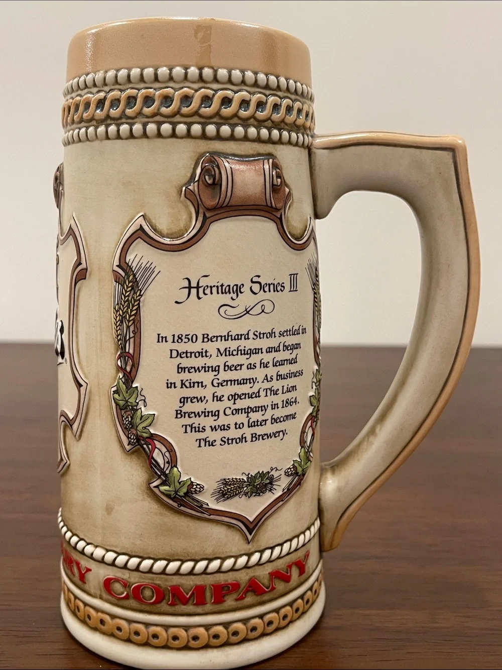 Vintage 1985 Stroh’s Heritage Series II Beer Stein
